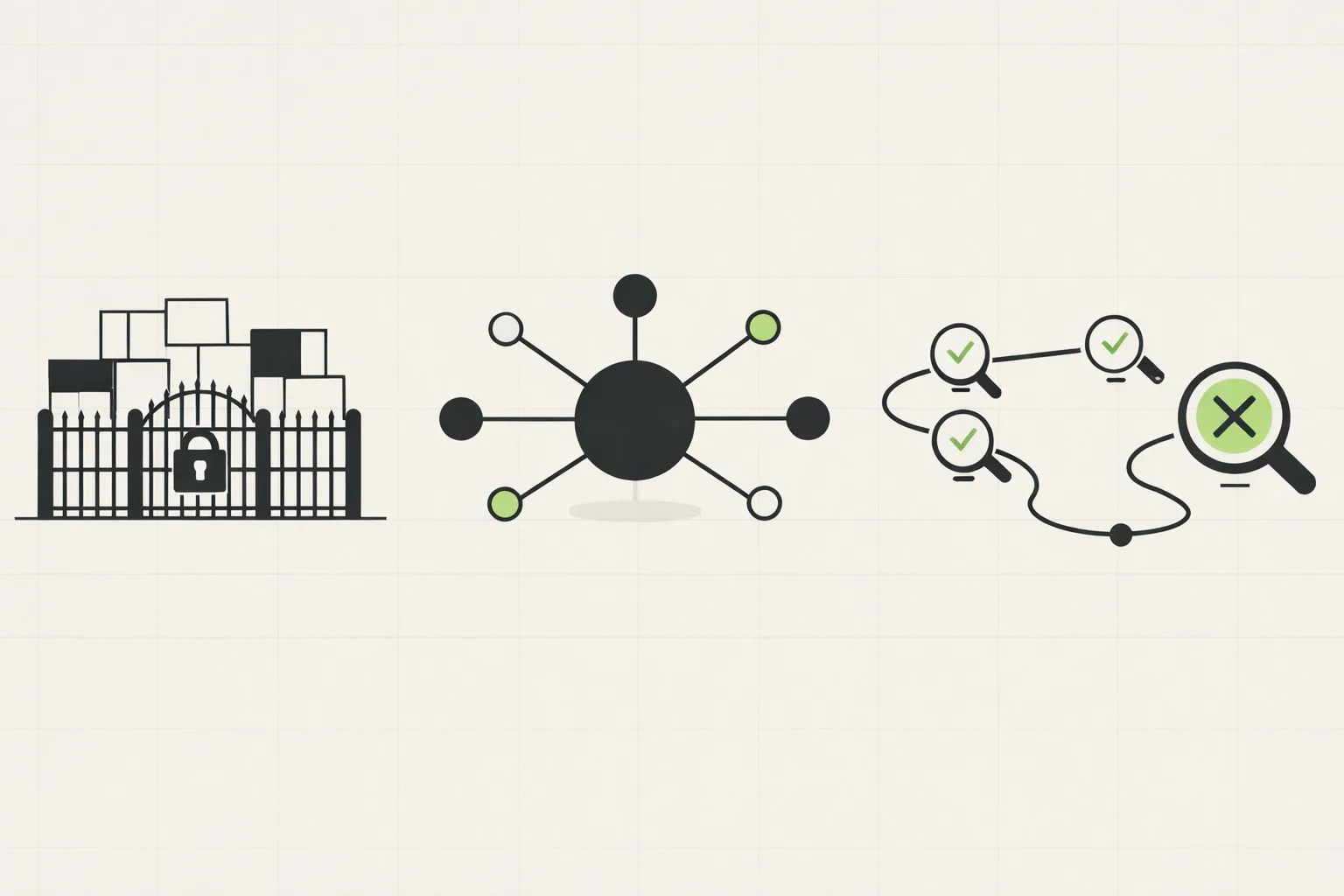 Abstract illustration of governed AI plugins, managed MCP connections, and inspected agent execution trajectories.